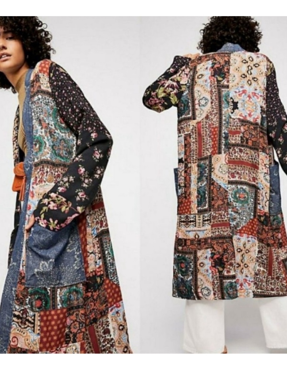 Rare Free People Songbird Patchwork Printed Maxi Duster Coat - Picture 3 of 14